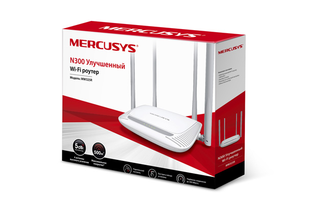 Маршрутизатор MERCUSYS MW325R, 300Mbps + 4Lan, 4 антени [MW325R]