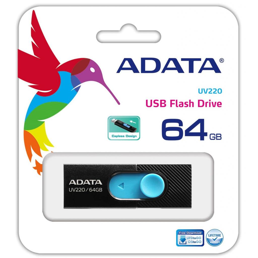 Флешка 64GB ADATA UV220 Black/Blue USB 2.0 [AUV220-64G-RBKBL]