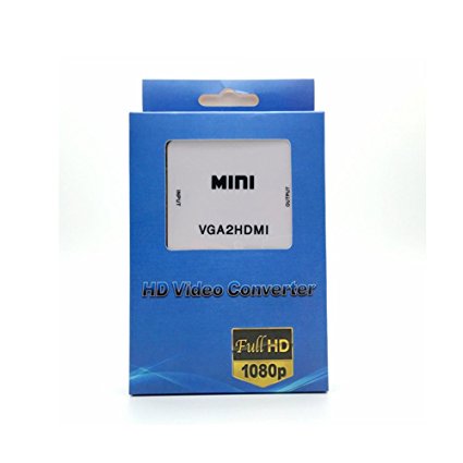 Конвертер Mini, VGA2HDMI, ВЫХОД HDMI(мама), на ВХОД VGA(мама)  720P/1080P, White, BOX [11631]