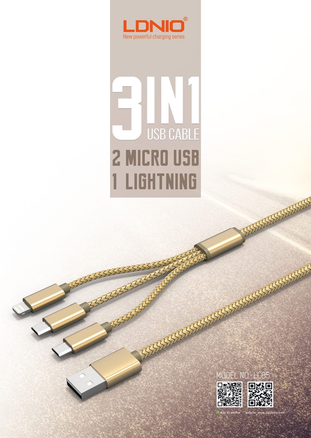 Кабель LDNIO LC85 USB 3 in 1