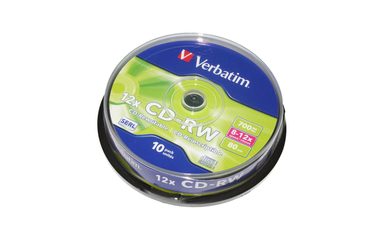 Диск CD-RW Verbatim 700Mb 12x Cake box 10шт (43480)