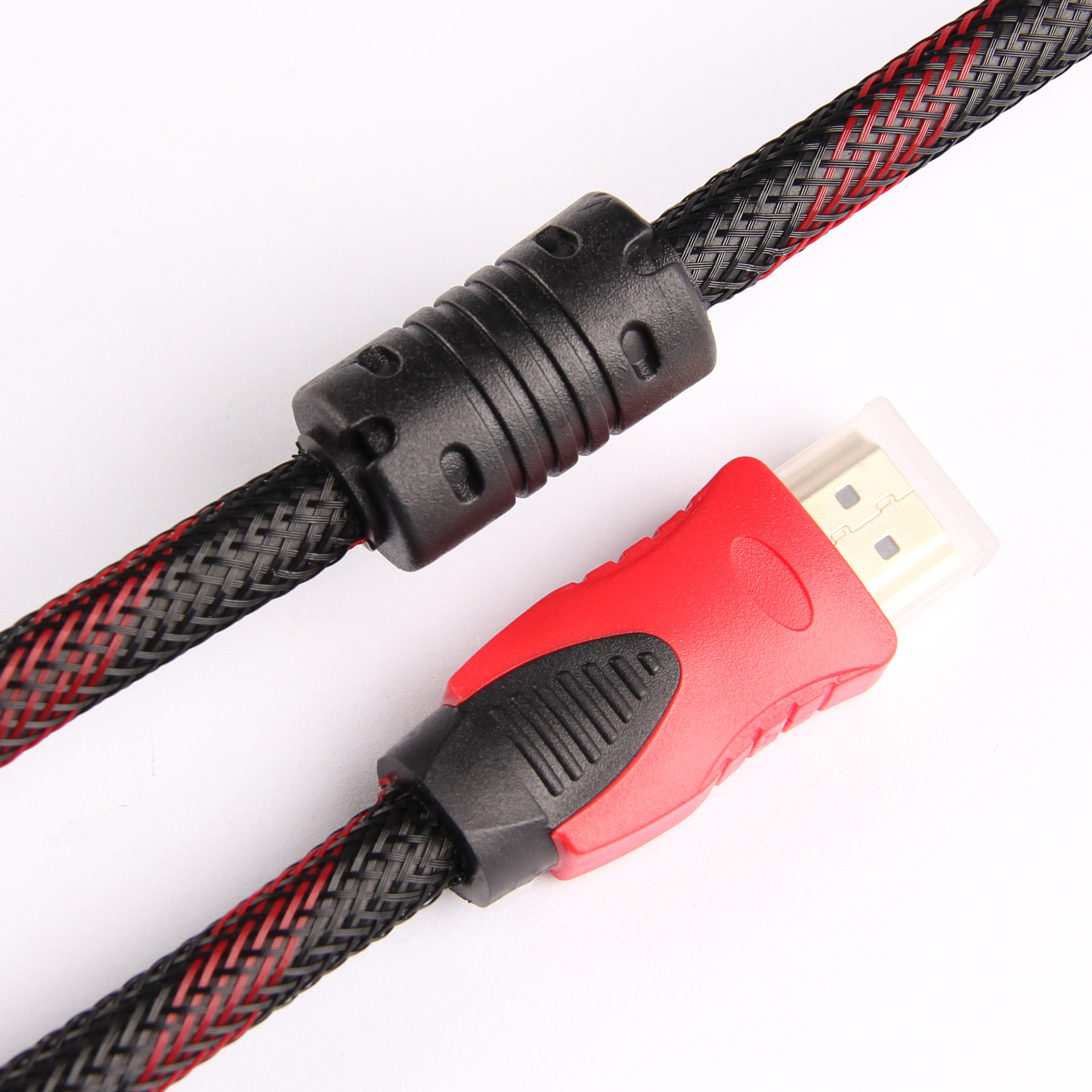 Кабель HDMI-HDMI 5.0m, v1.4, OD-7.4mm, 2 фильтра, оплетка, круглый Black/RED, коннектор RED/Black, (Пакет) Q80 [6022]