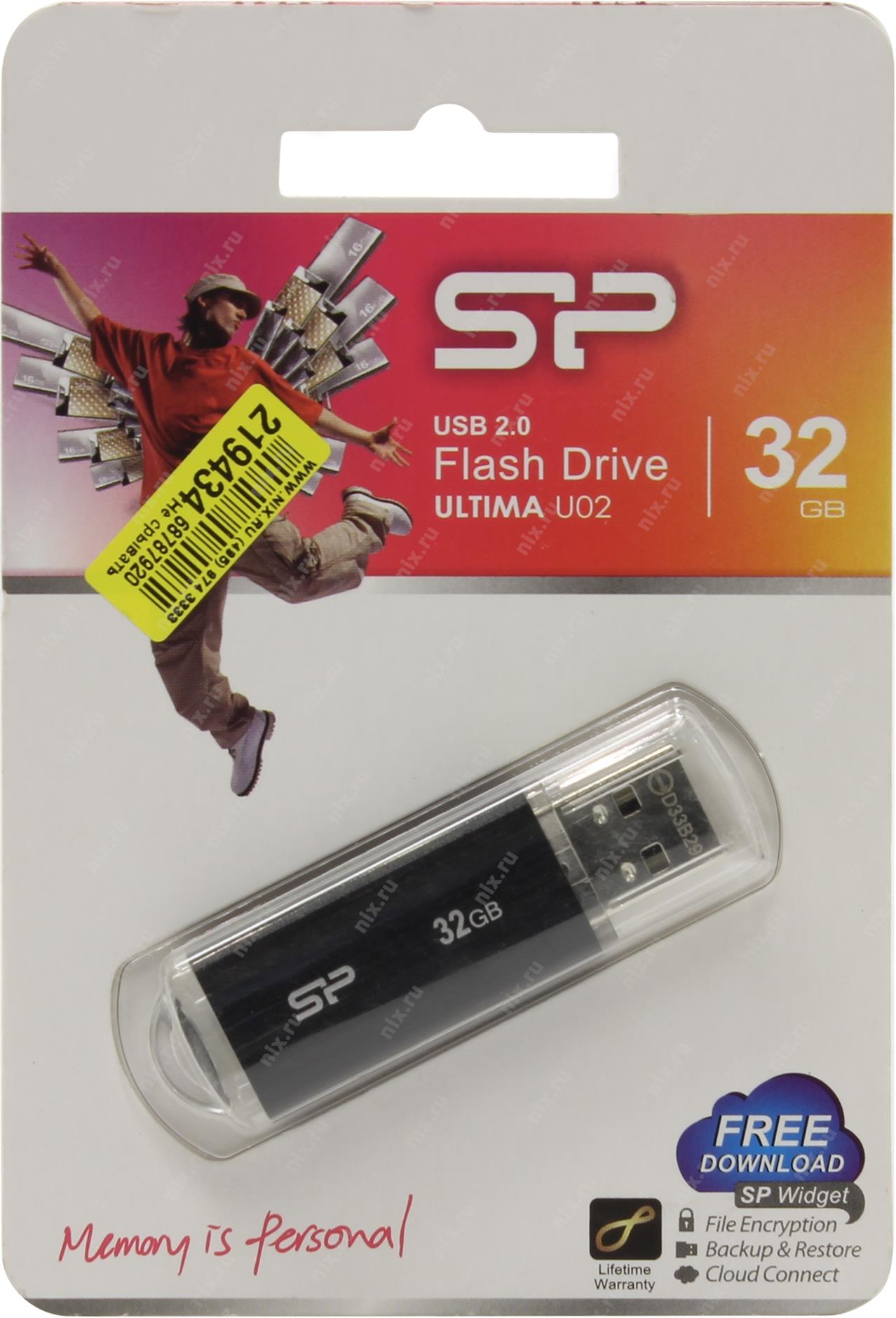 Флешка Silicon Power Ultima U02, black [SP032GBUF2U02V1K]