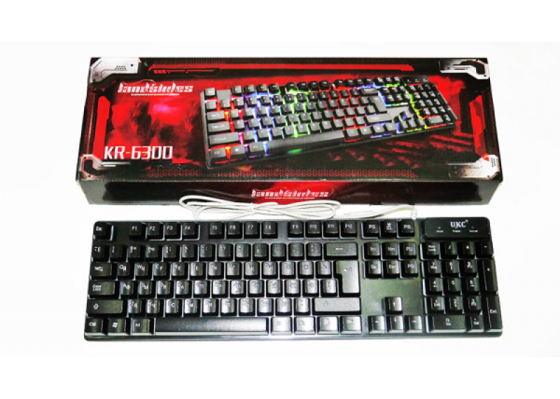 Клавиатура проводная KR-6300 с подсветкой, USB, (Eng / Pyc), Box [KR-6300]