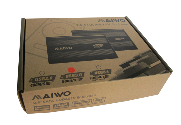 Карман Maiwo внешний для 2.5&quot; SATA/SSD HDD через USB3.0 безвинтов. крепление пластик белый [K2503D white]
