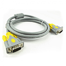 Кабель VGA 3+6 HIGH SPEED 1.5m, 1 феррит, серо-желтый 1080P [7416]