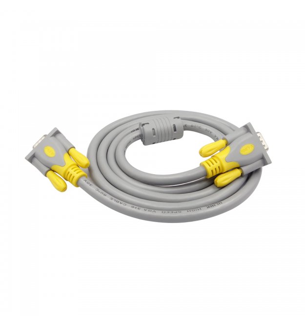 Кабель VGA 3+6 HIGH SPEED 3m, male to male (папа-папа), 1 феррит, серо-желтый, кулёк 1080P Q100 [7417]