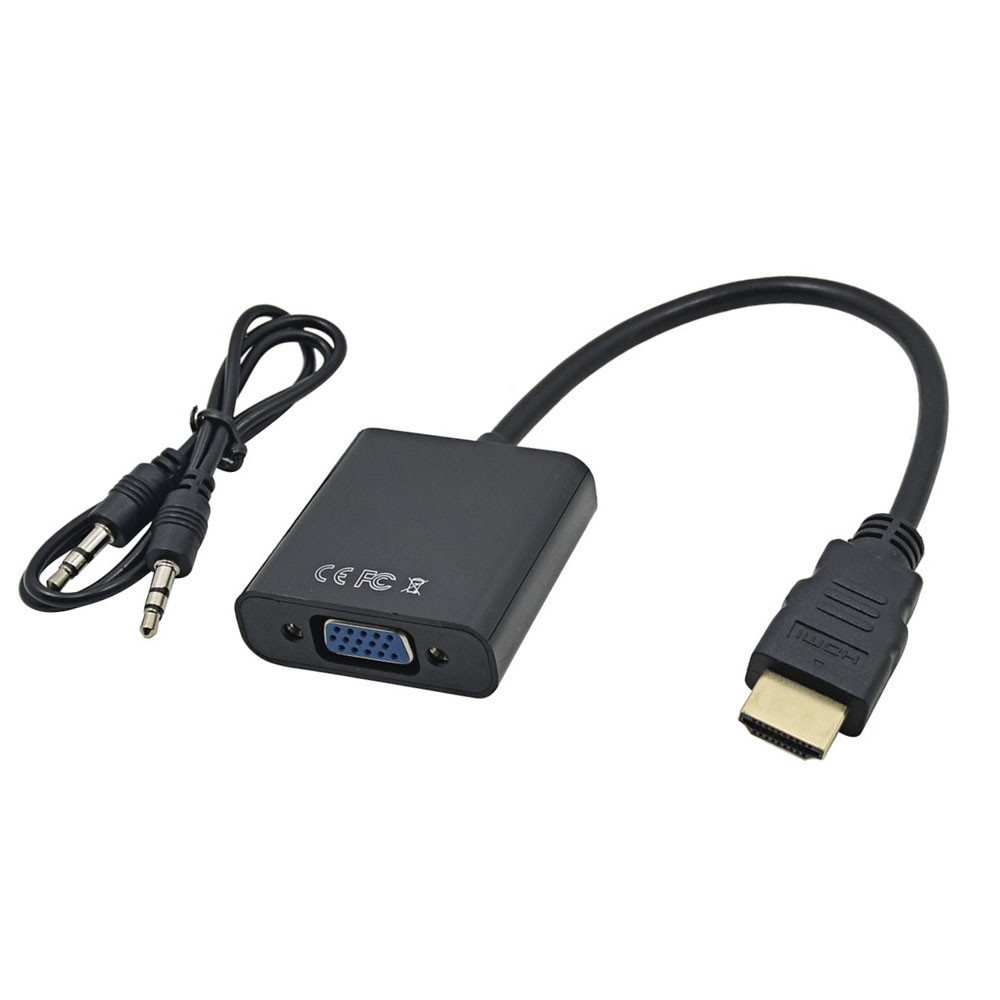 Конвертер HDMI (папа) на VGA(мама) 10cm, Black, 4K/2K, Пакет + AUDIO [8633]