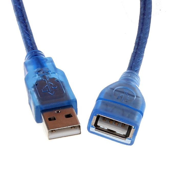 Удлинитель USB 2.0 AM/AF, 3.0m, 1 феррит, прозрачный синий [2107]