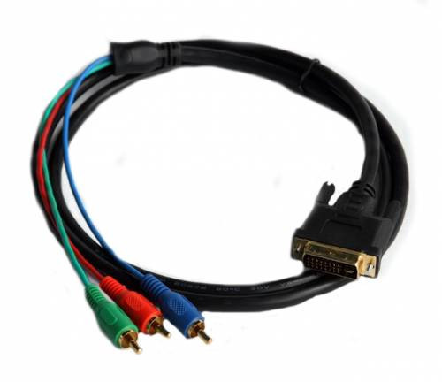 Кабель DVI (папа)-3RCA (папа), 1.5m, 2 феррита, оплетка, Black/Red [10335]