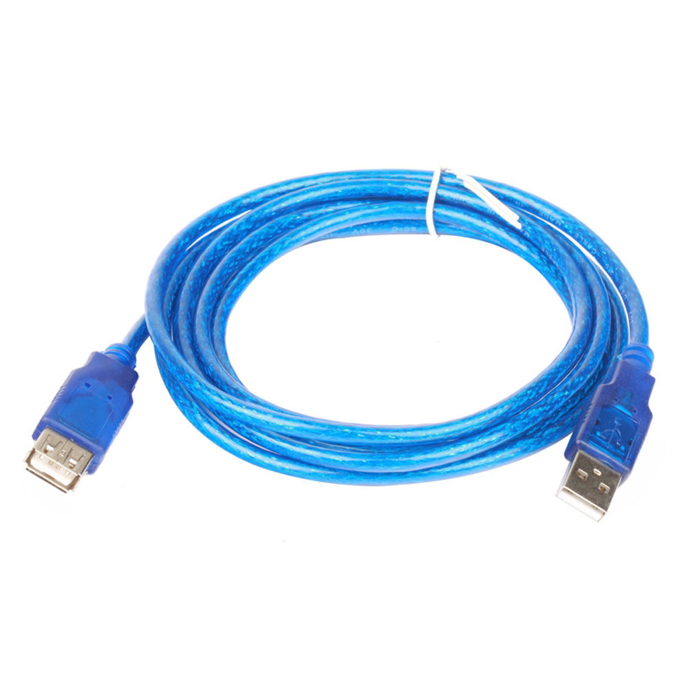 Удлинитель USB 2.0 AM/AF, 5.0m, 1 феррит, прозрачный синий Q100 [2108]
