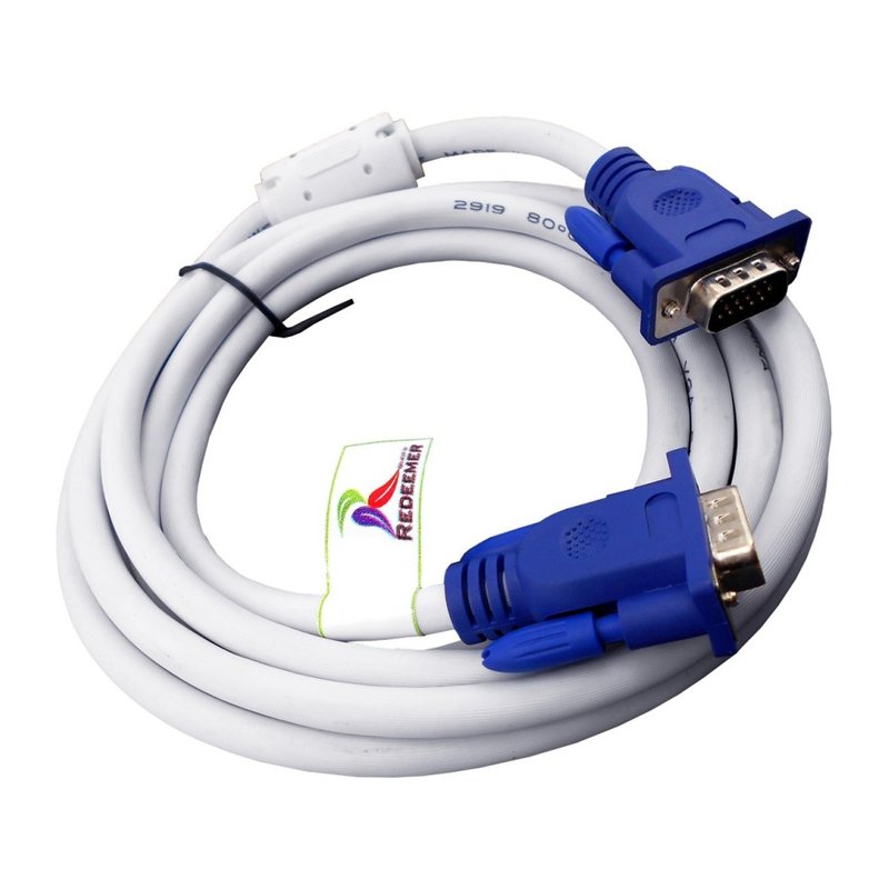 Кабель VGA 3+4 5m, male to male (папа-папа), 1 феррит, бело-синий [9056]