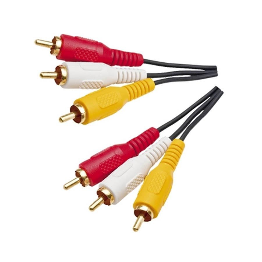 Кабель Audio-Video 3хRCA (папа) =&gt; 3хRCA (папа), GOLD connector, CU, круглый, Black, 1,5 м, (Пакет) Q500 [856]