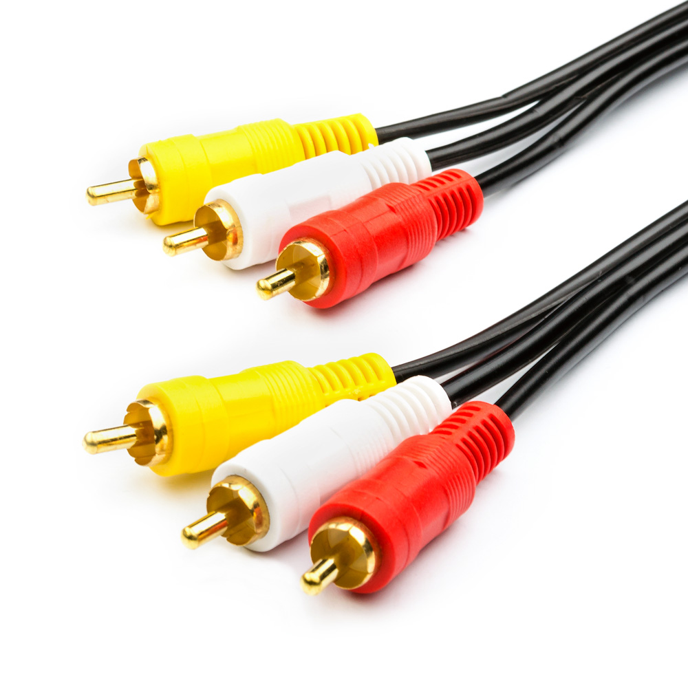 Кабель 3хRCA-M - 3хRCA-M, GOLD connector, CU, Black, 3m [306]
