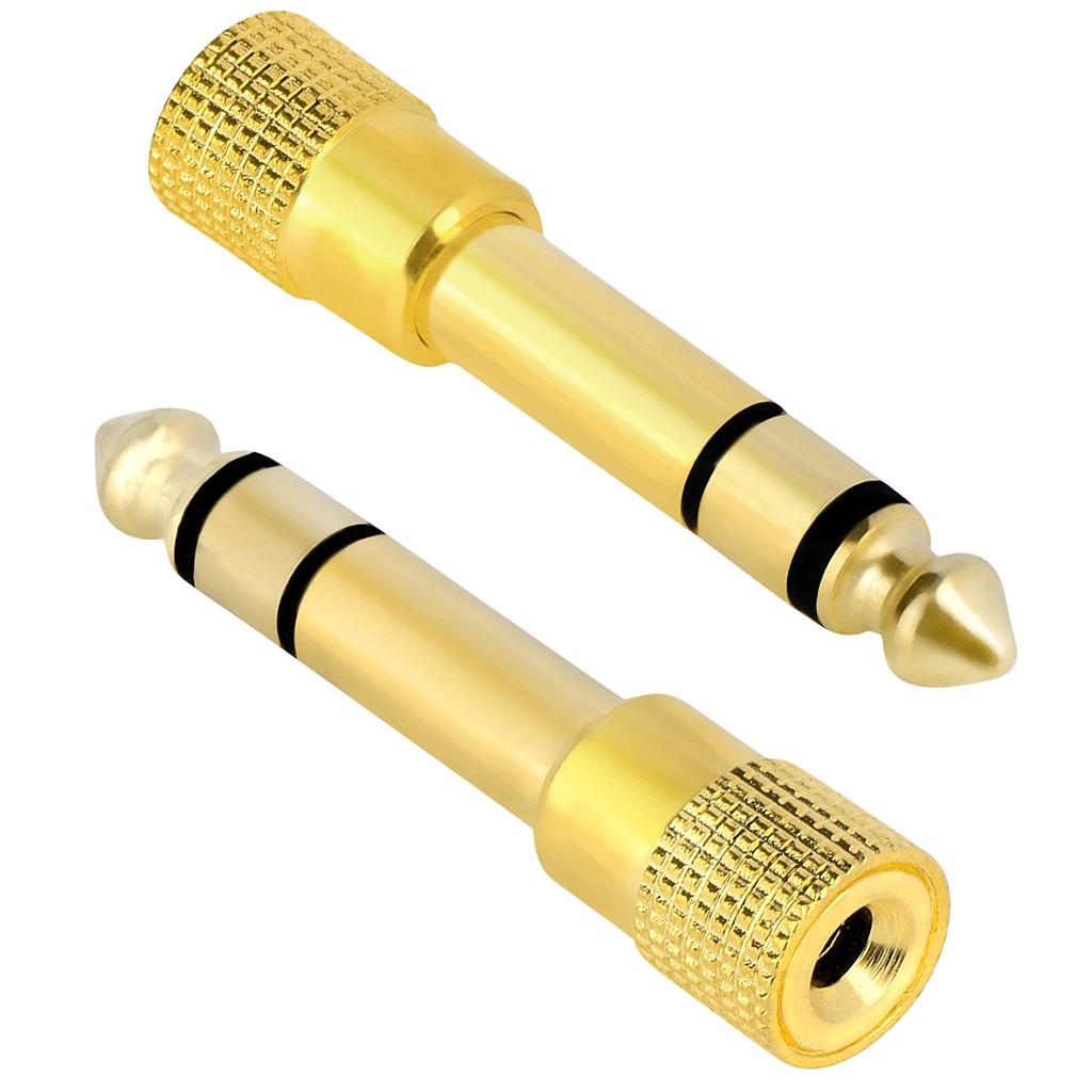 Переходник Jack 6.3 (папа)/Jack 3.5 (мама) Stereo, Gold, металл [2790]