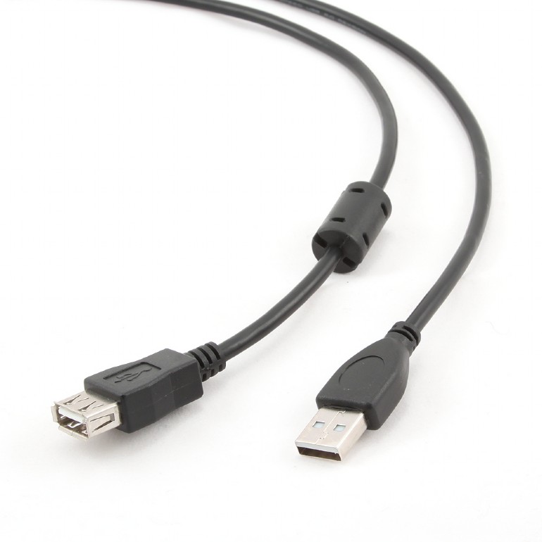 Удлинитель USB 2.0 AM/AF, 3.0m, 1 феррит, черный  Пакет Q150 [2109]
