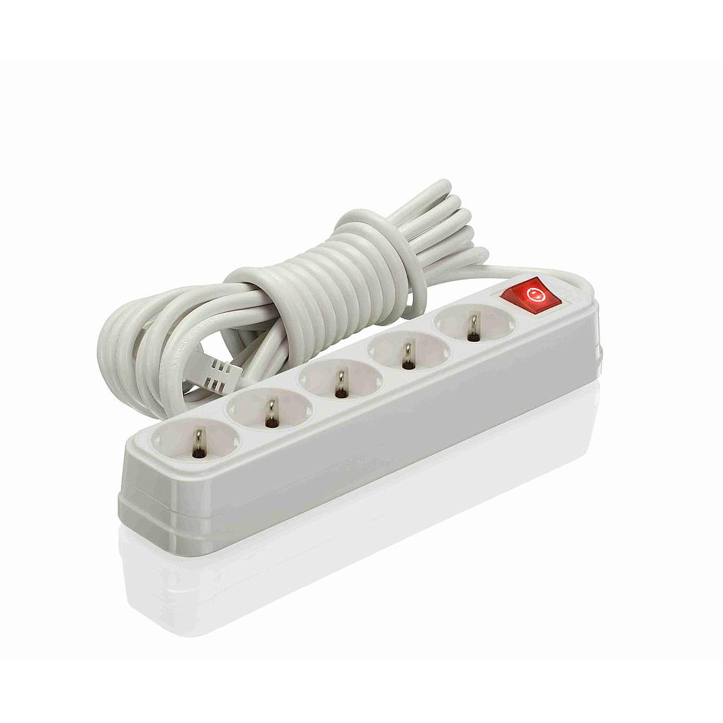 Сетевой фильтр ALFA W550, 220В 10А,  5 розетoк, 5,0 m, white (50) [W550]