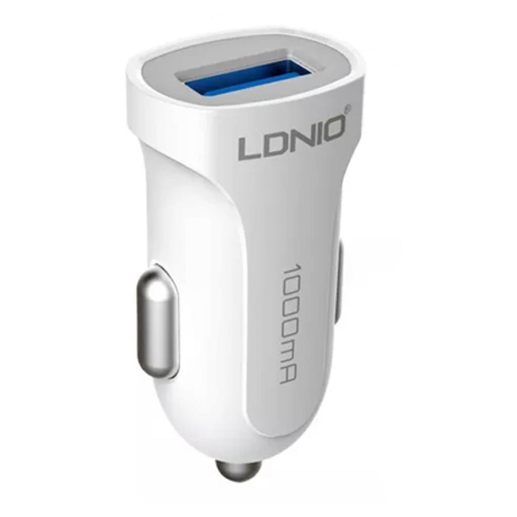 Автомобильный адаптер Ldnio Lightning 1000mAh кабель в комплекте DL-C17 белый