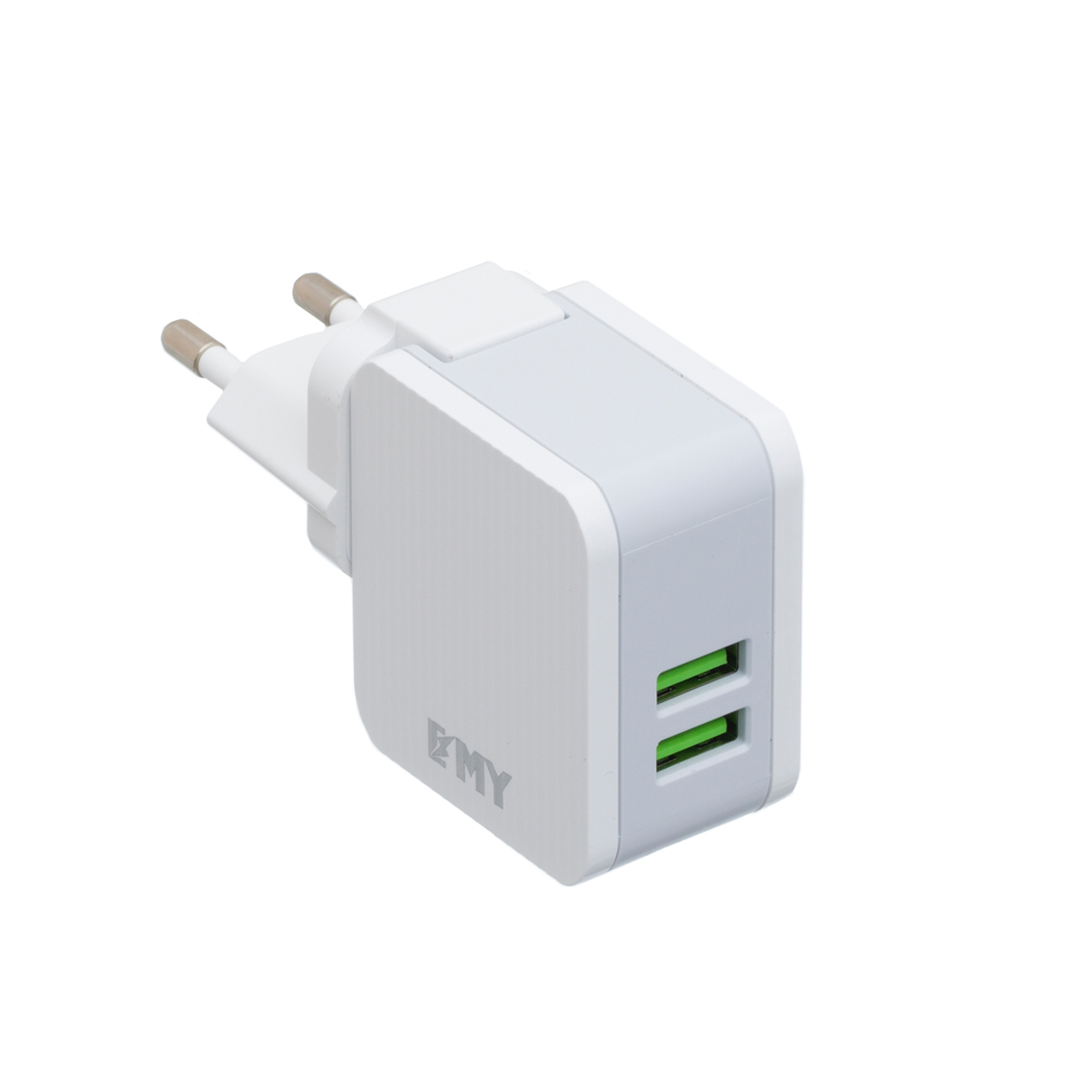 Набор 2 в 1 СЗУ With Micro-Usb Cable 110-240V MY-A203, 2 x USB, 5V/12W, Output: 5V/2.4A, White, Blister- box