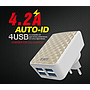 Сетевой адаптер EMY Micro 4200mAh 4usb кабель в комплекте MY-262 бело-стальной