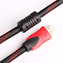 Кабель HDMI-HDMI 5.0m, v1.4, OD-7.4mm, 2 фильтра, оплетка, круглый Black/RED, коннектор RED/Black [6022]